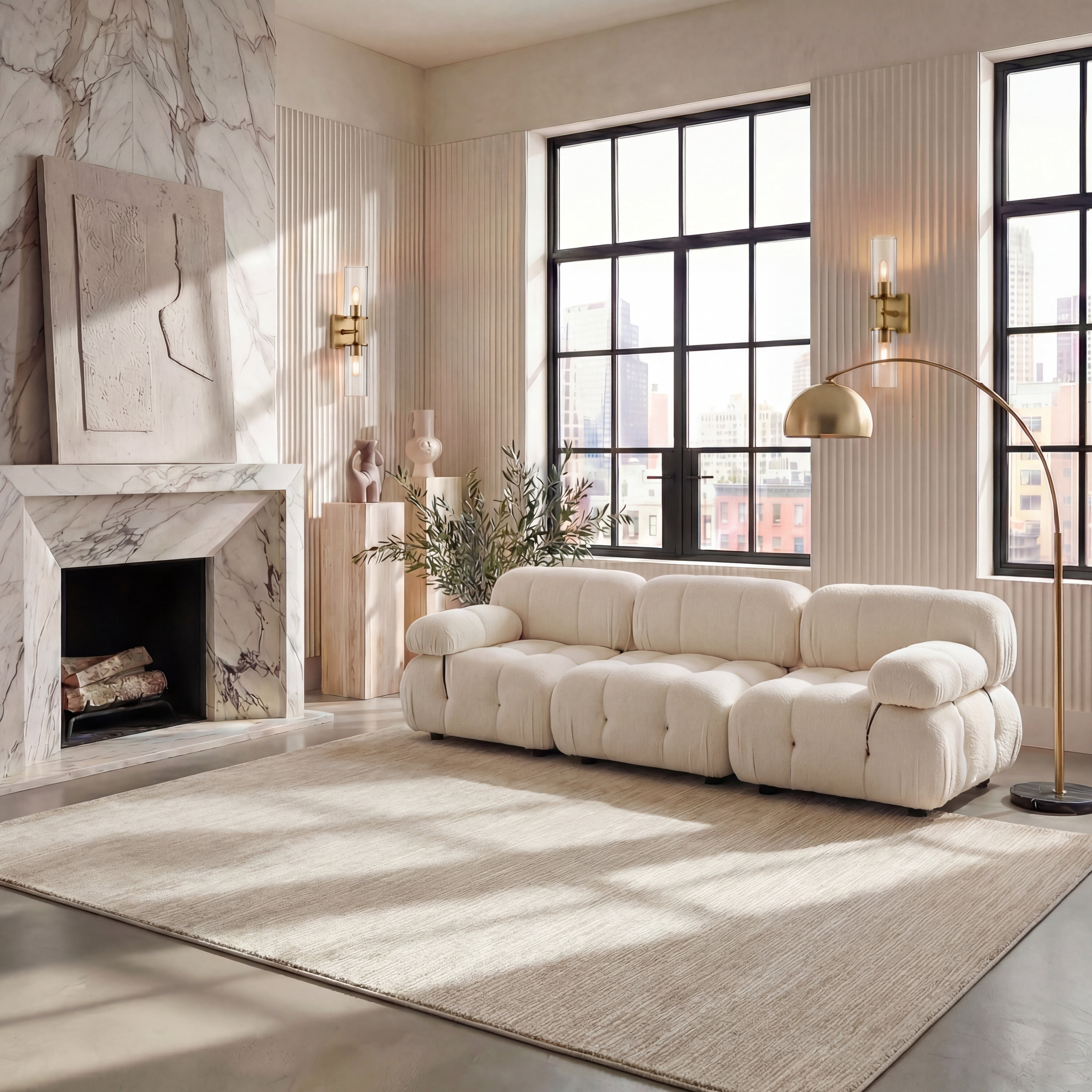 SAFAVIEH Vision Adrasteia Overdyed Solid Area Rug, Cream, 5'1" x 7'6" - Modern Design, Creme, Non-Shedding & Easy Cleaning, Ideal for Living Room, Bedroom, Dining Space