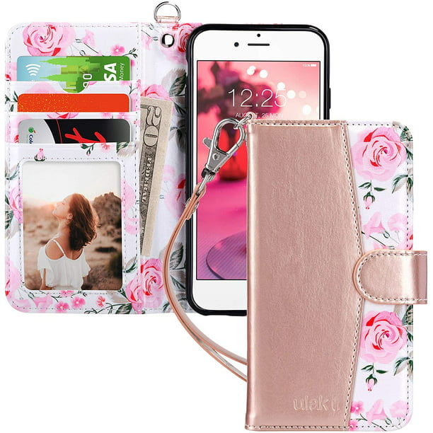 Ulak Iphone 6s Plus Case With Card Holder Iphone 6 Plus Case For Girls Women Kickstand Shockproof Folio Flip Wallet Phone Case For Apple Iphone 6 Plus 6s Plus Rose Gold Walmart Com
