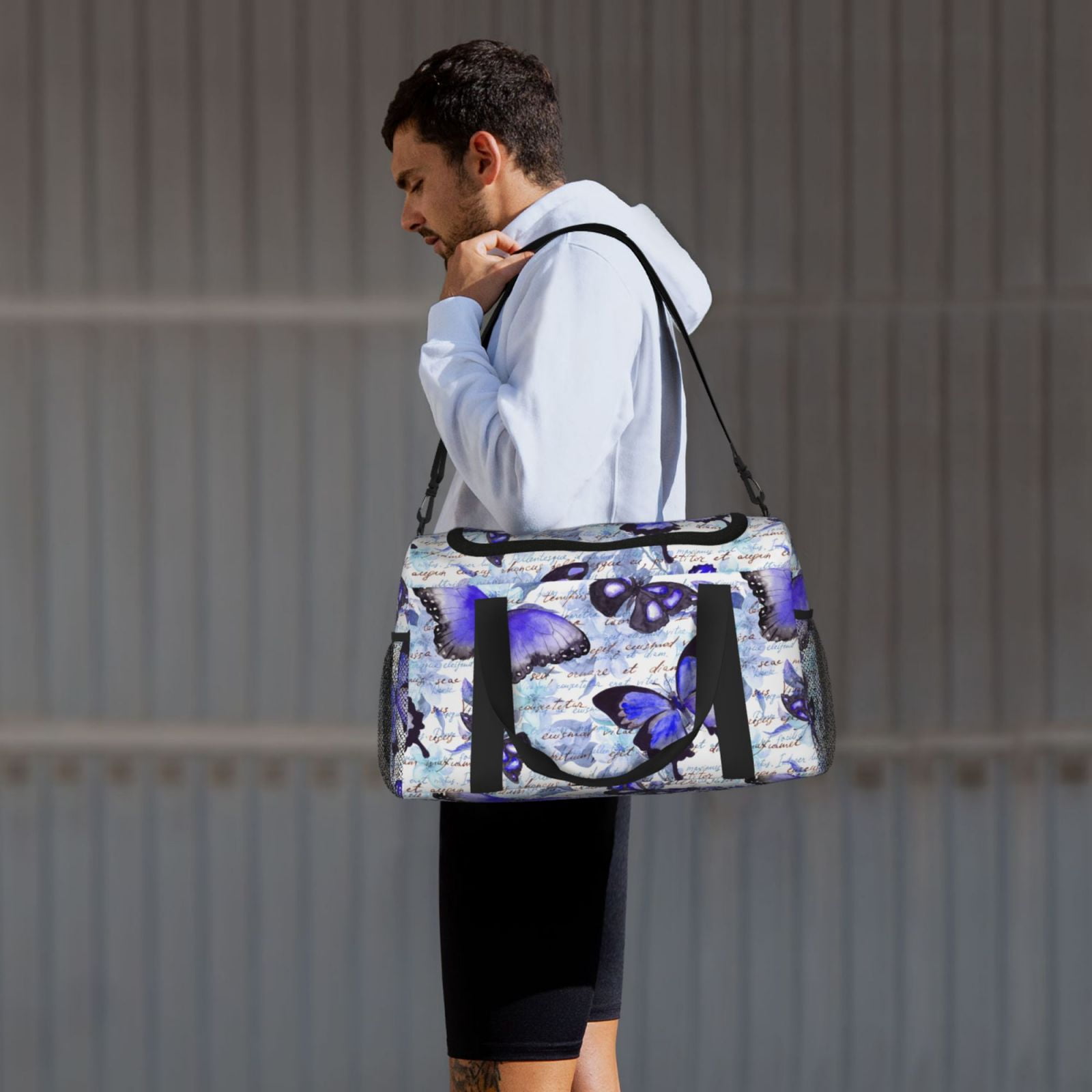 Horeoi Butterflies for Travel Duffle Bag with Adjustable Strap - Large Capacity Hand Carry for Gym Sports Outdoor