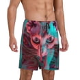 thumbnail image 2 of Kdxio Psychedelic Hairless Cat Print Mens Sleep Shorts Bottoms Soft Comfy Pajama Wear Pants with Drawstring Pockets, 2 of 5