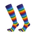 thumbnail image 4 of 1 Pair Rainbow Toe Socks Colorful 5 Toe Calf Socks Rainbow Striped Leg Warmers Funny Long Toe Socks for Women and Girls, 4 of 7