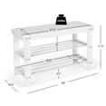 thumbnail image 4 of Spaco 3-Tier Bamboo Shoe Bench Holds up to 6 Pairs for Entry-White, Shoe Storage Organizer for Entryway & Closet, 4 of 9