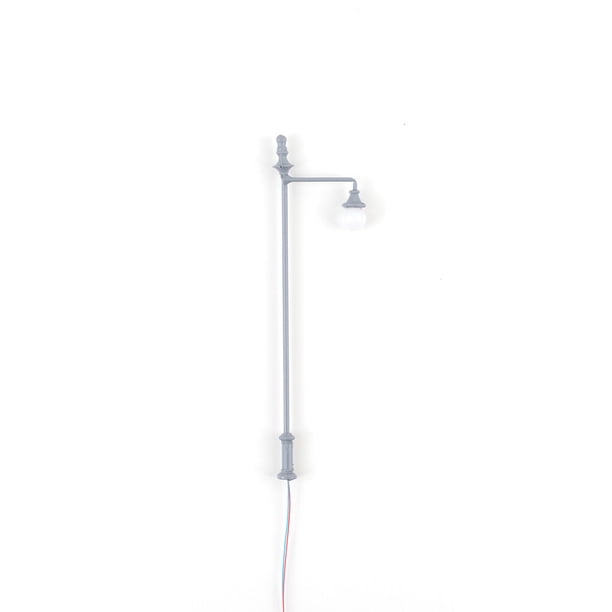 Inteprter Lámparas de calle de patio a escala 1:87, modelo de cabeza única de 8,2 cm, lámpara de ferrocarril, luz de musgo, iluminación Artesanía Luz gris/blanca