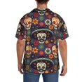 thumbnail image 5 of Cauagu Skulls and Flowers Men's Short Sleeve Button Down Hawaiian Shirt for Men Bowling Shirts Casual Summer Beach Shirt,Small, 5 of 6