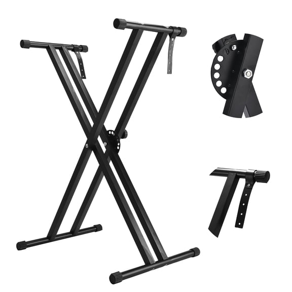 Olakula Heavy-Duty Dual X Keyboard Stand - 7-Step Height, for 57/61/88 Key Piano, DJ, Stage & Studio Use