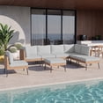 thumbnail image 3 of Clouddwell 8 Piece Light Gray Wicker Patio Sectional Conversation Set, Water Resistant Thick Cushions & Coffee Table for Backyard Poolside, 3 of 10