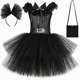 thumbnail image 3 of Disfraz de Miércoles Addams para niña, vestido de tul negro gótico con tutú, disfraces de Halloween para niña pequeña, vestidos de fiesta de carnaval, ropa, 3 of 5
