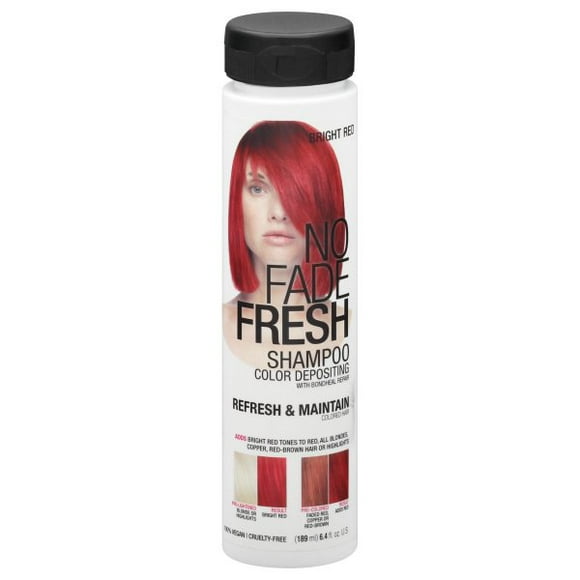 No Fade Fresh Bright Red Hair Color Depositing Shampoo with BondHeal Bond Rebuilder, Vegan, Cruelty-Free 6.4 oz