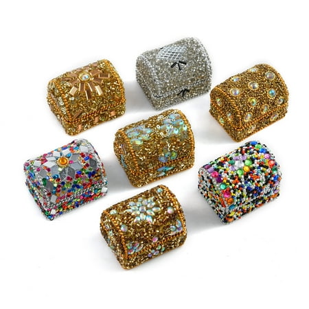 Handcrafted Set of 7 Metallic Multi Color Beaded Wooden Trinket Jewelry Organizer Box Storage 2 Jewelry for Women
