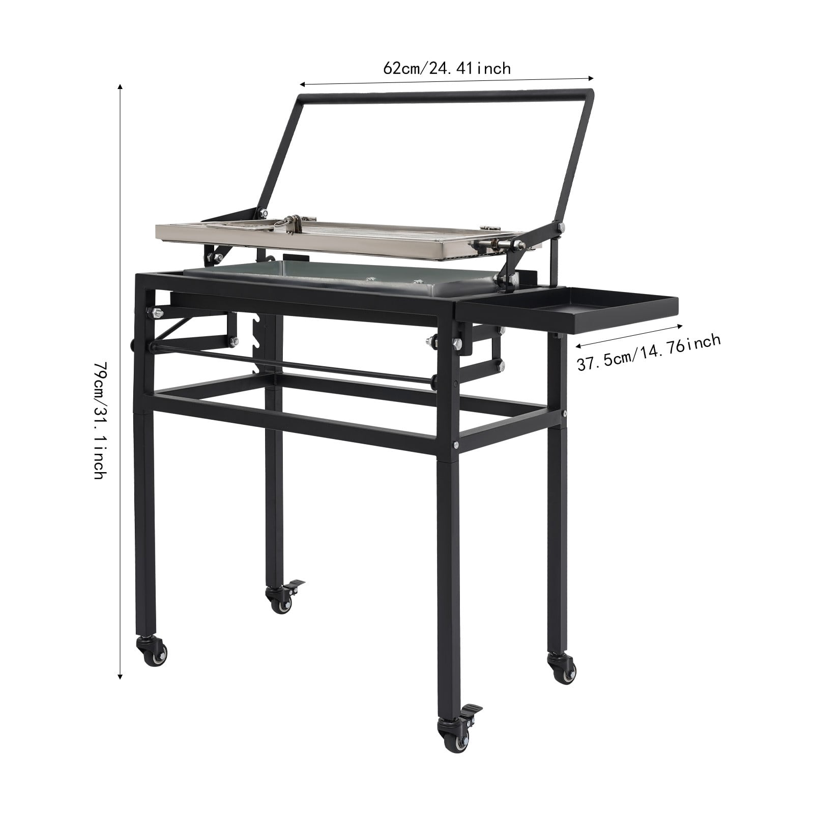 Charcoal Flip Grill – 360° Rotating Basket, Adjustable Height, Portable Outdoor BBQ with Wheels