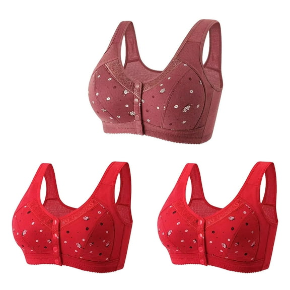 Cotton Bra Women Lightly Lined Bra Feature V-Neck Soft Bra Style W-661 Wine XXL