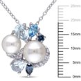 thumbnail image 2 of Everly Women's Cultured Freshwater Pearl and Multi-Gemstone Sterling Silver Cluster Pendant with Chain, 2 of 9