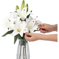 thumbnail image 7 of Senfot Faux Lily Flowers with Vase, 6 Heads Full Bloom & 3 Buds for Home Table Office Wedding Party Decor White, 7 of 7