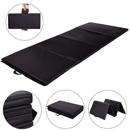Folding Map - Gymax 4'x8'x2' Gymnastics Mat Thick Folding Panel Exercise Mat Black