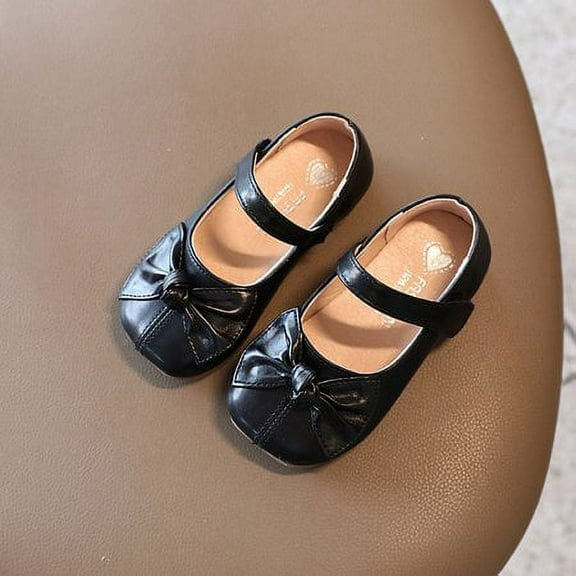 Toddler Little Kid Girls Dress Shoes, Girl Mary Jane Flats Party School Wedding Ballerina Shoes with Bowknot