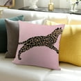 thumbnail image 3 of Creowell Pink Leopard Black Cat Throw Pillow Cover for Sofa Couch 20x20in, 3 of 5