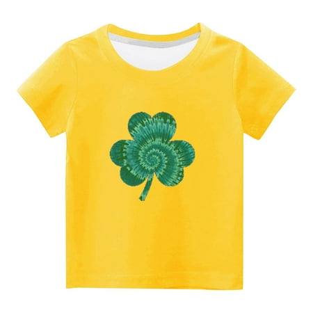 

Besolor St Patrick s Day T-Shirt Toddler Boy Girl Clover Shamrock Shirt Short Sleeve Unisex Kids Tee Top for Summer