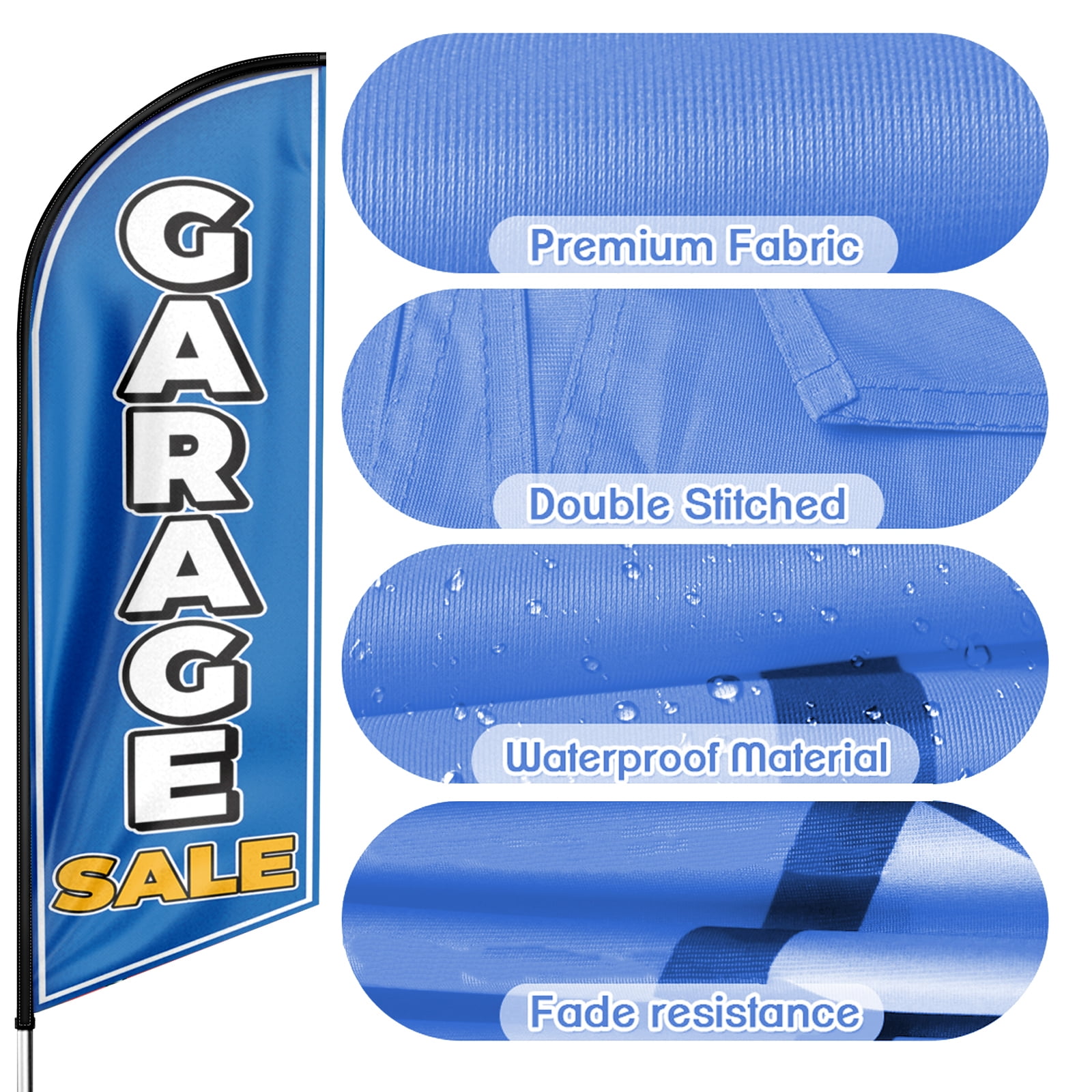 Garage Sale Swooper Flag, 8FT Garage Sale Advertising Feather Flag, Garage Sale Banner ,Signs for Businesses and Storefronts(Flag Only) BLUE