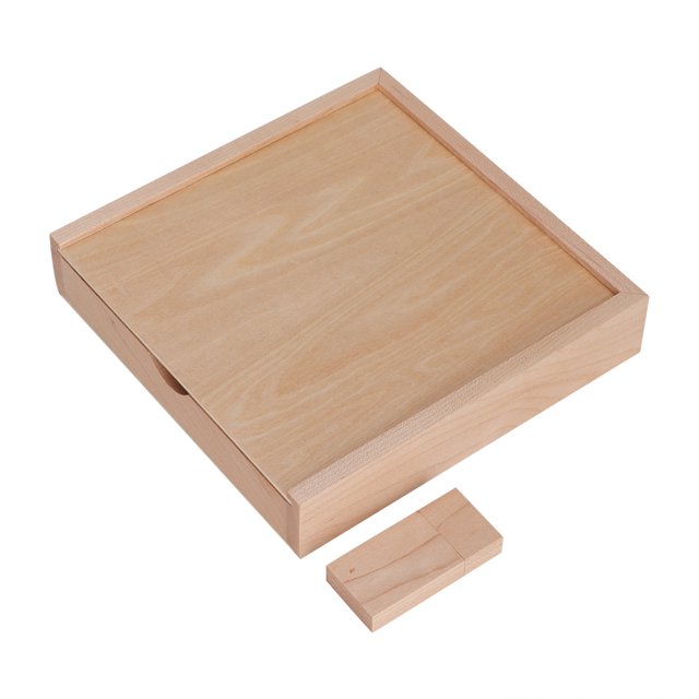 Caja de madera de almacenamiento de unidad portátil de arce cuadrado USB2.0 memoria Flash U disco 64G