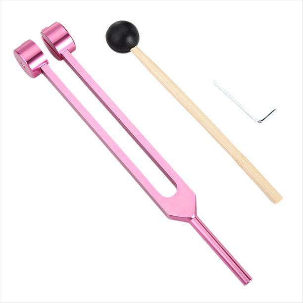 Juego de Diapasones de 128 Hz para Sanación de Chakras, de Aleación de Aluminio, para Terapia de Sonido, Bioacústicos, Coloridos, Ajustables, Color Rosa.