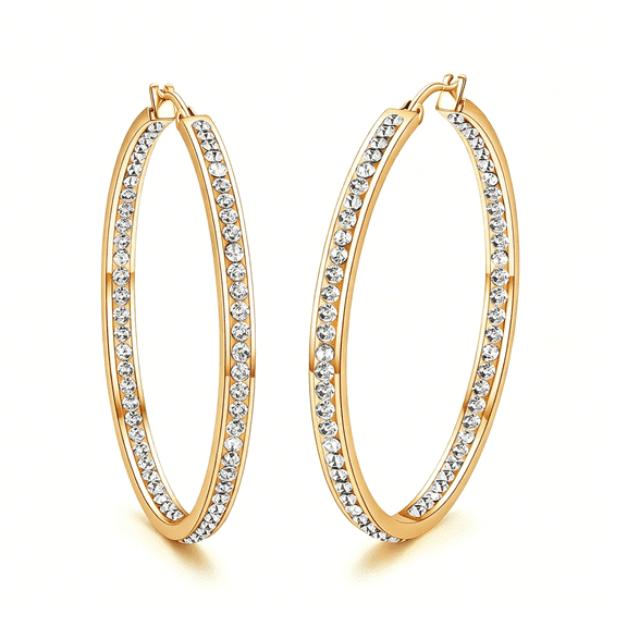 DESIGNICE 2 Inch Stunning Stainless Steel Multi-colors Cubic Zirconia Hoop Earring for Women Hypoallergenic Jewelry for Sensitive Ears Large Big Hoop Earrings 50MM