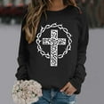 thumbnail image 2 of Arlun Christian Sweatshirt for Women Jesus Faith Trendy Leopard Cross Graphic Printed Pullover Tops Long Sleeve Crewneck Loose Cozy Religious Cute Y2K Sweatshirt Black S, 2 of 4