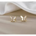 thumbnail image 4 of 925 Sterling Silver Butterfly Studs Earrings for Women Mother of Pearl Butterfly Studs Earrings, 4 of 5