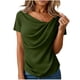 thumbnail image 1 of Camisas de Manga Corta para las Mujeres Casual Color Sólido Plisado Cuello Redondo Blusa, Casual Camisas de Manga Corta para las Mujeres Suaves, 1 of 5