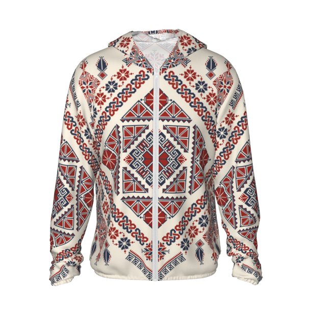 Balery Fashion Tatreez2 Sudadera ligera de manga larga con capucha y protección solar UPF 50+ para hombre y mujer, ideal para pesca y running-XX-Large