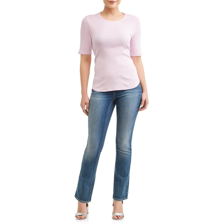 time and tru scoop neck elbow sleeve tee