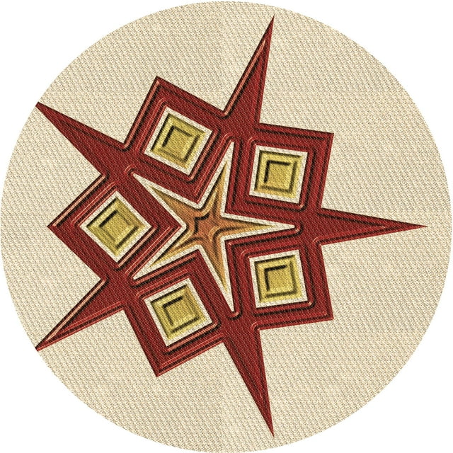 Ahgly Company Tapis Rond Lavable en Machine Intérieur Transitionnel Or Vanille, 8 Pieds Rond
