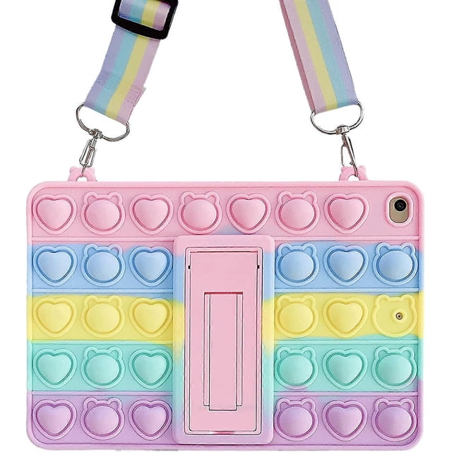 Funda para iPad Mini 6 2021 - Bubble Fidget Sensory iPad 8.3 Funda para niños Elegante funda antiestrés suave con diseño de arcoíris a prueba de golpes y soporte plegable (Rai