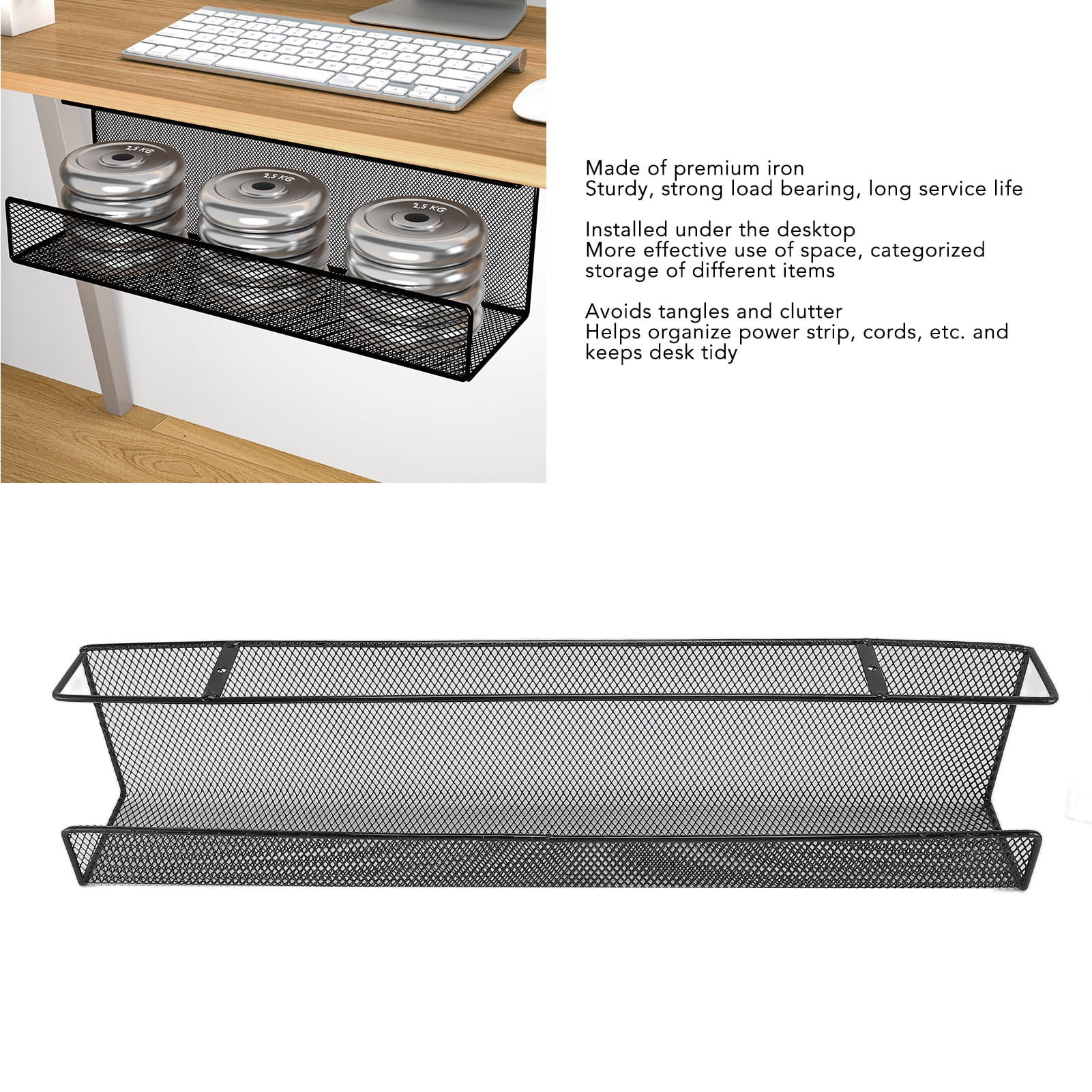 Under Desk Organizer, Iron Basket For Cable Management  Office Supplies, Traceless Mounting