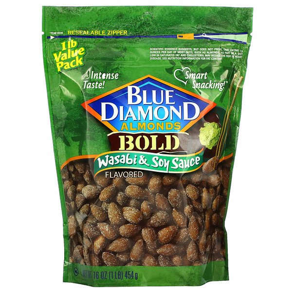 Blue Diamond, Almonds, Bold, Wasabi & Soy Sauce, 16 oz Pack of 4