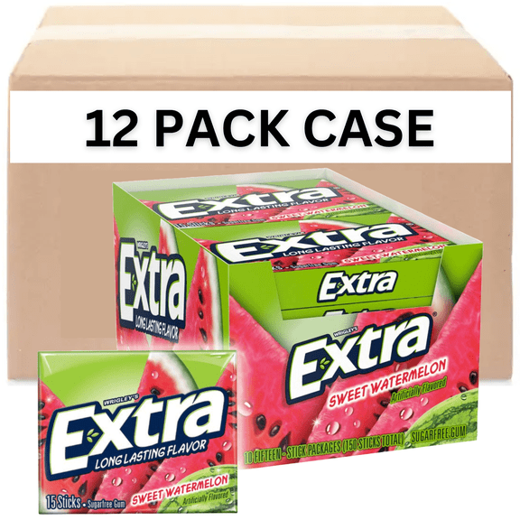 EXTRA SWEET WATERMELON Bubble Gum 12 Pack  Wholesale Great for Convenience Stores, Snack Shops, Grocery Stores Or Just Stock Up For The Love Of 'EM (EXTRA SWEET WATERMELON  WHOLESALE CASE)