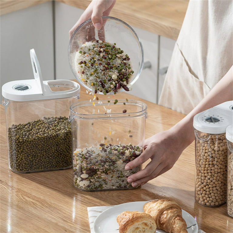 1pc Kitchen Spiral Storage Canister For Grains And Seeds, Vacuum Sealed  Transparent Container For Food Storage