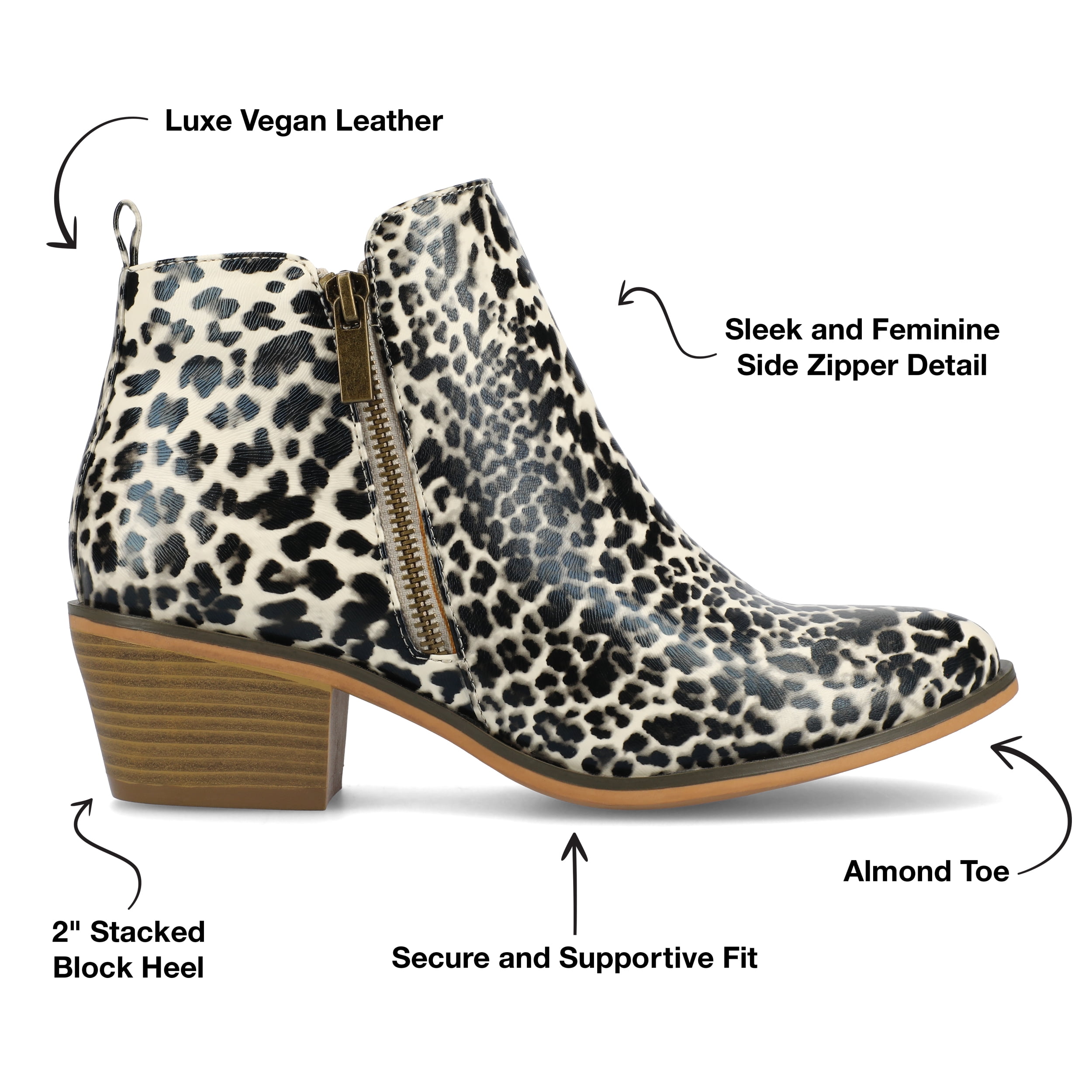 Journee Womens Rebel Outside Zip Stacked Heel Booties