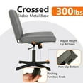 thumbnail image 6 of FDW Cross-Leg Home Office Chair - Armless Adjustable w/Wide Seat & U-Back,Grey, 6 of 7