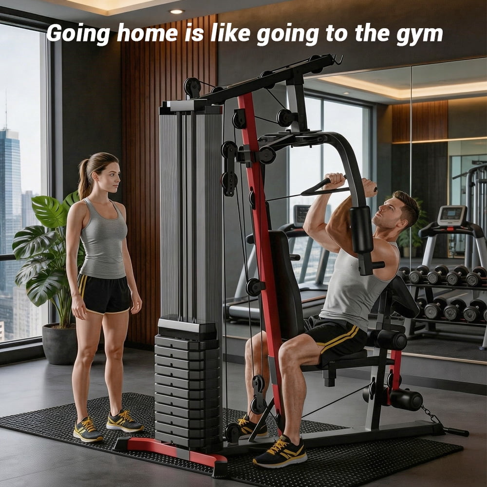 SONITU Home Gym Station with 160 lbs Weight Stack, Full Body Training Equipment, All-in-One Workout Station