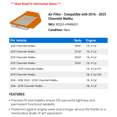 thumbnail image 2 of Air Filter - Compatible with 2016 - 2025 Chevy Malibu 2017 2018 2019 2020 2021 2022 2023 2024, 2 of 2