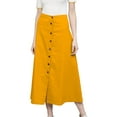 thumbnail image 2 of Women's Cotton A-line Button Front High Waist Front Slit Knee Length Skirt, Color : Dark Yellow, Size: XL, 2 of 6