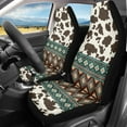 thumbnail image 3 of Yuyamidu Brown Cow Print Car Seat Covers Full Set of 2 Pcs Southwest Aztec Auto Front Seat Covers Waterproof Vehicle Interior Accessories, 3 of 6
