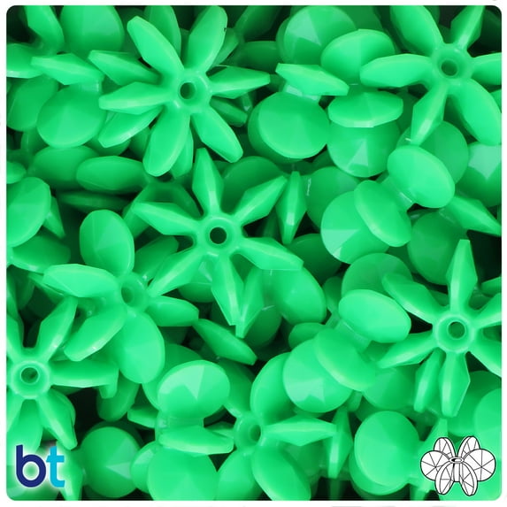 BeadTin Lime Opaque 25mm SunBurst Plastic Beads (80pcs)
