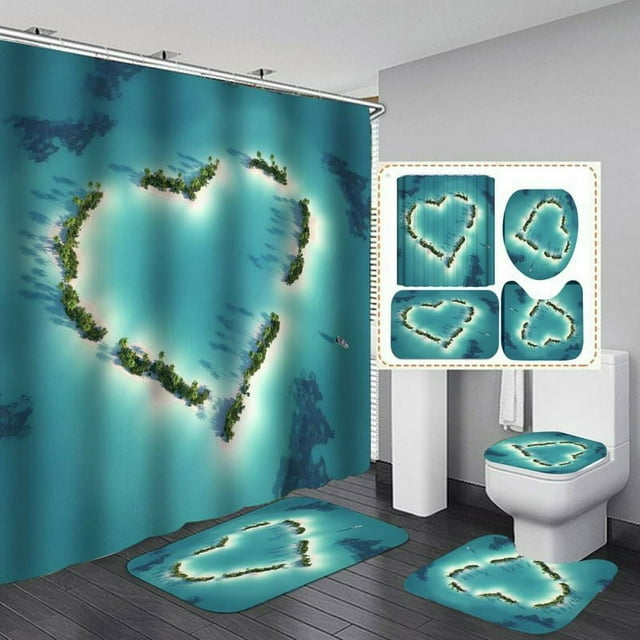 MesaSe Rideau de Douche d'Impression Numérique 3D Ensemble de 4 Pièces pour la Décoration de Fête à la Maison