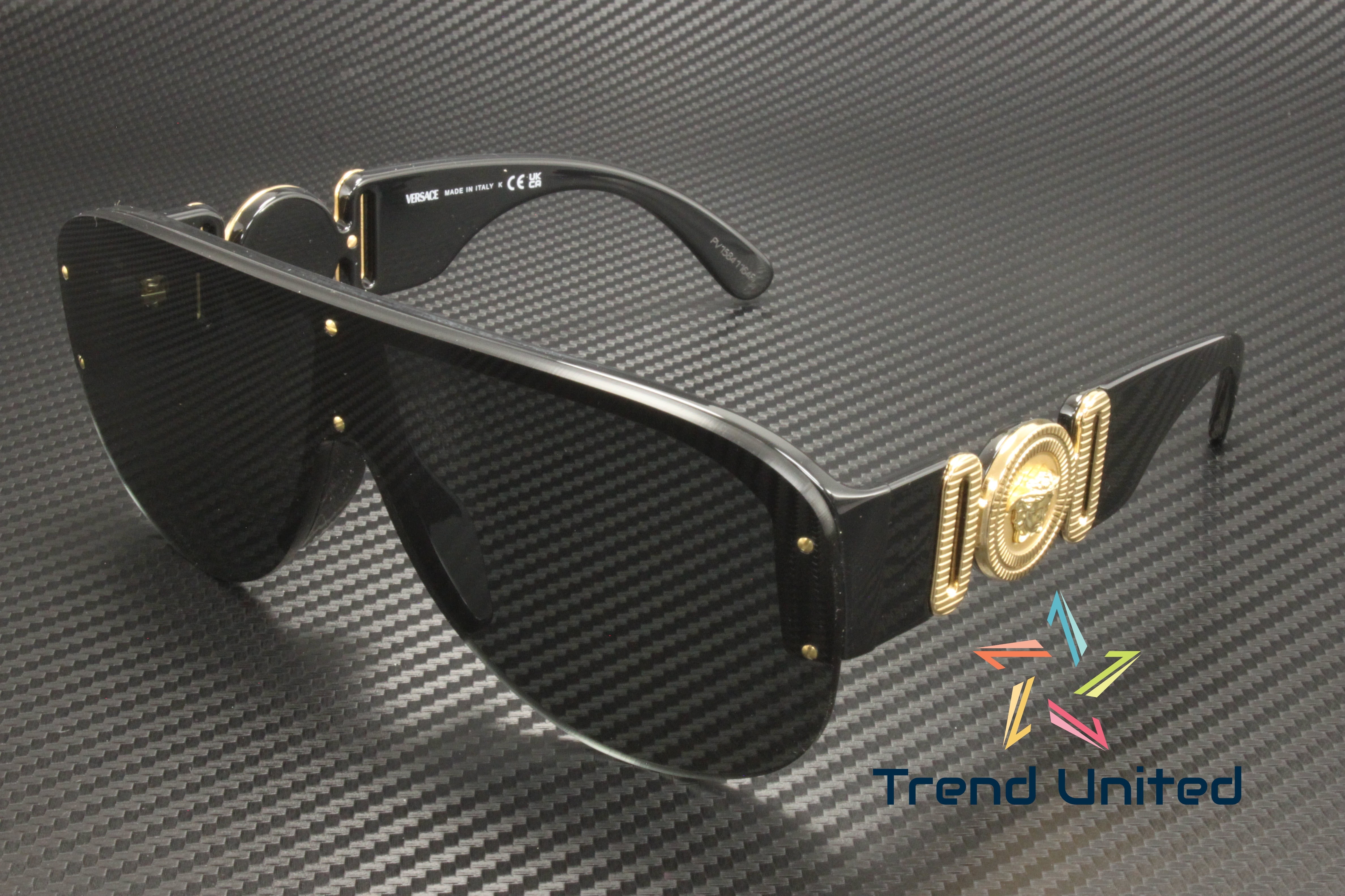 Versace VE 4391 Plastic Unisex Shield Sunglasses Black 48mm Adult