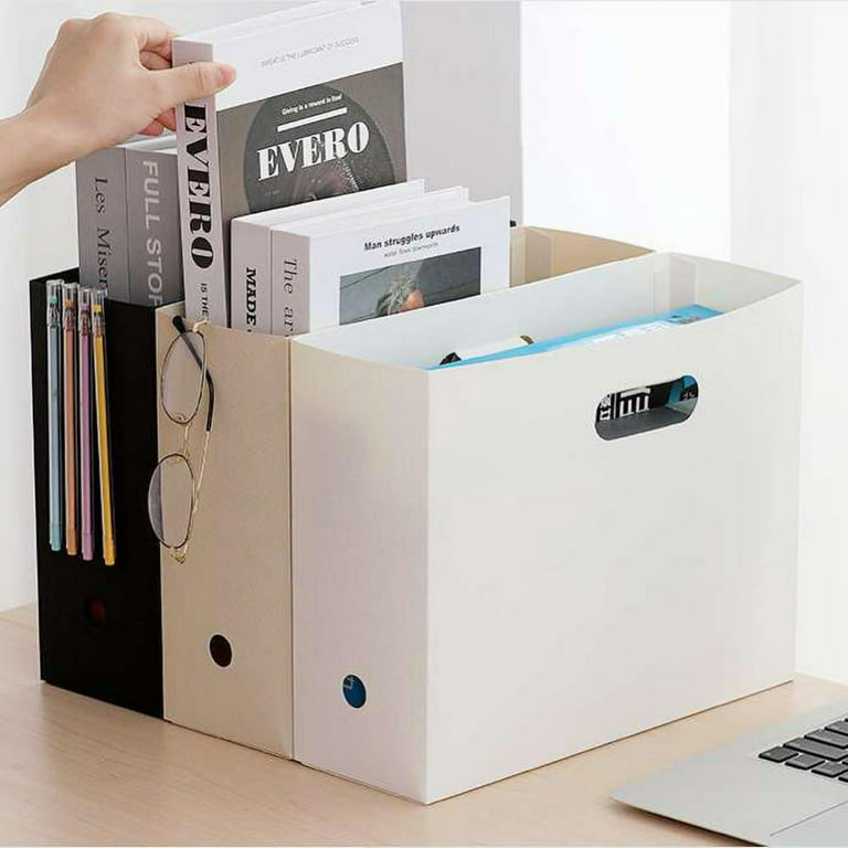 TINKER Houseware Sturdy Cardboard Magazine Bookshelf Holder Organizer,  Sturdy Desk File Storage Box, for Home Office 