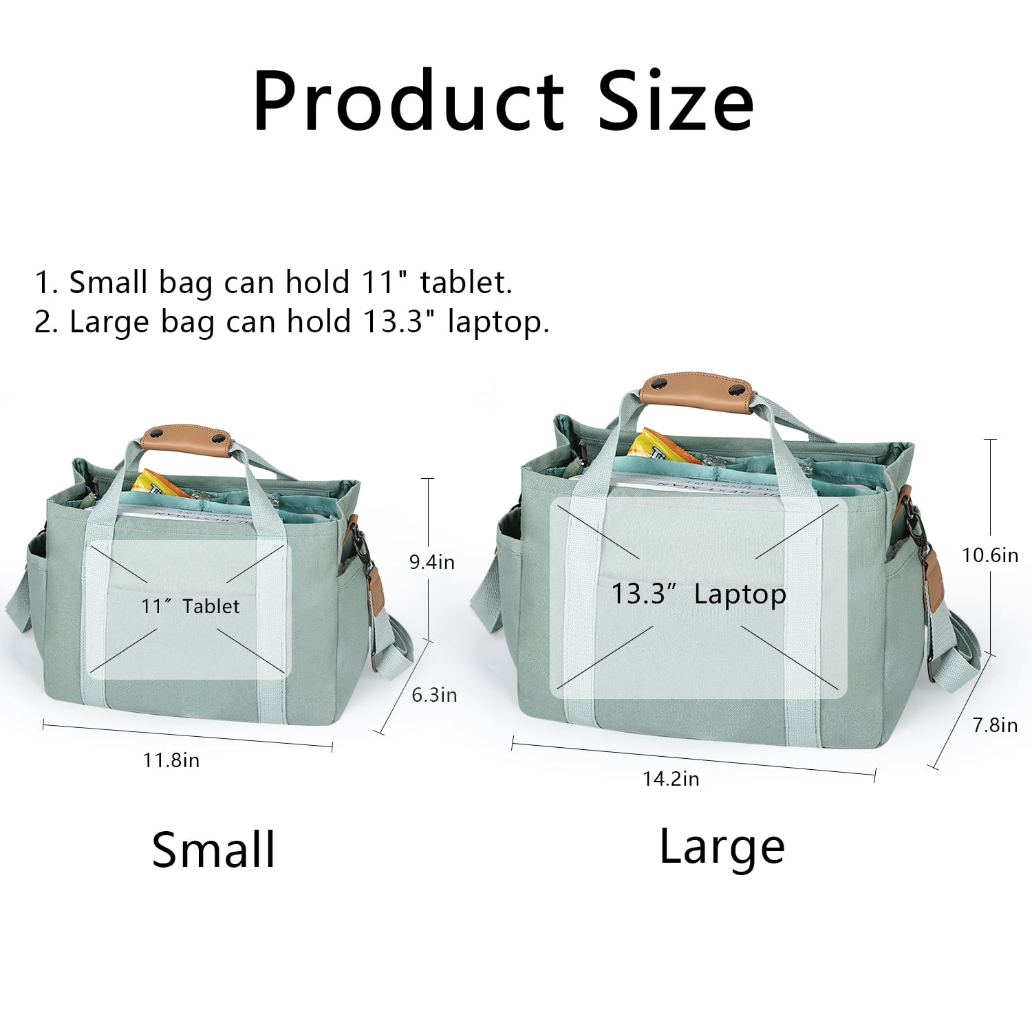 Large Canvas Tote Bag for Women With Pockets, Cute Crossbody Shoulder Purses Handbag for Work Travel