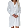 thumbnail image 1 of Pompotops Robe Décontractée Mode Automne à Manches Longues Boutons Col en V Couleur Unie pour Femmes, 1 of 4