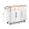 thumbnail image 2 of Costway Kitchen Island Trolley Cart Wood Top Rolling Storage Cabinet w/Knife Block White, 2 of 12