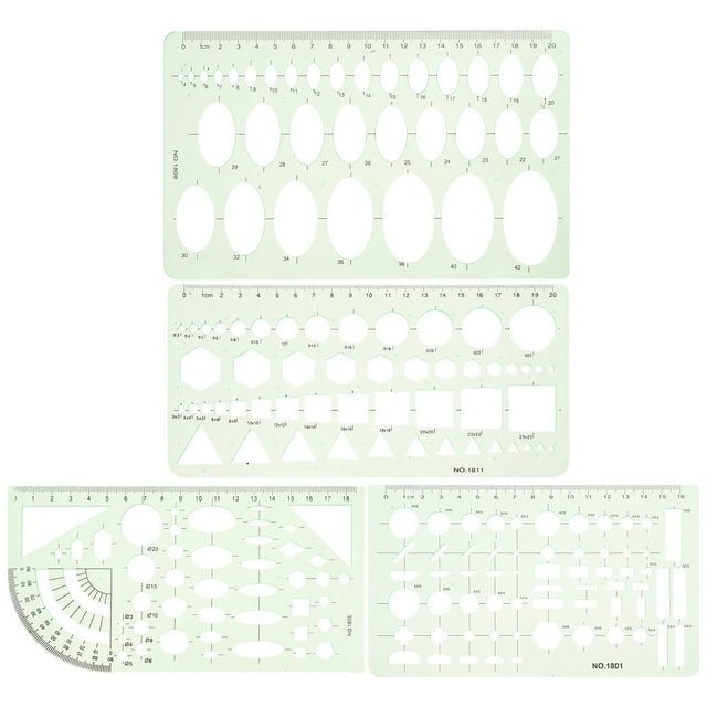 KAKOWELY 4pcs Geometric Stencils For Drawing Circle And Oval Templates Plastic Circle Ruler For Drafting Drawing Tools For Artists,7.68X"X3.94"X0.08"